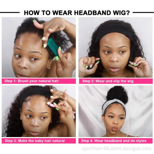 Wholesale Headband Wig Human Hair For Black Women,Raw Virgin Human Hair Headband Wigs